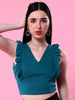 Women's V Neck Ruffle Crop Top