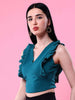 Women's V Neck Ruffle Crop Top