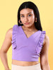 Women's V Neck Ruffle Crop Top