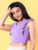 Women's V Neck Ruffle Crop Top