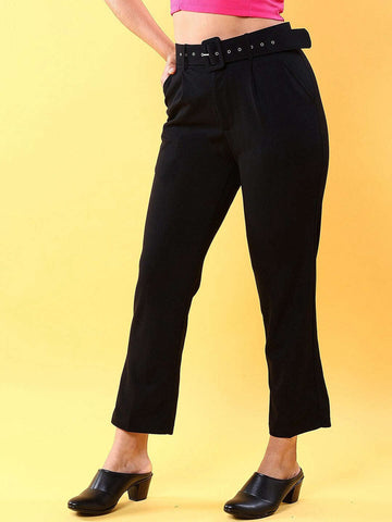Women's Tapered Pleated Pant With Belt