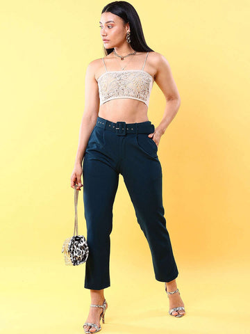 Women's Tapered Pleated Pant With Belt