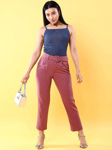 Women's Tapered Pleated Pant With Belt