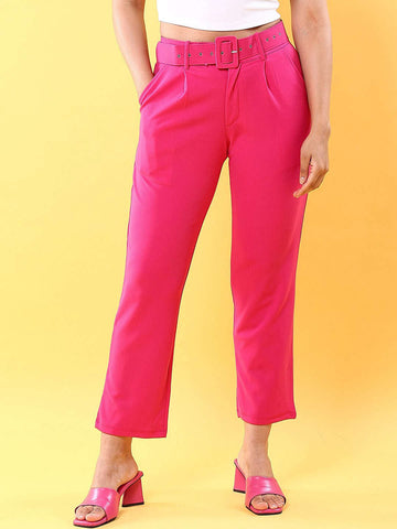 Women's Tapered Pleated Pant With Belt