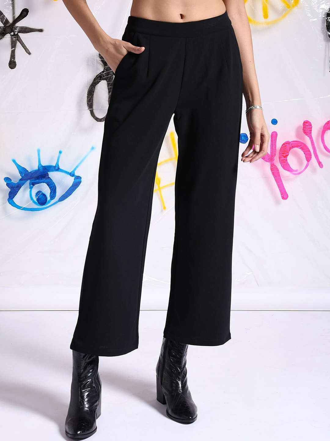 Women's Solid Wide Leg Trouser