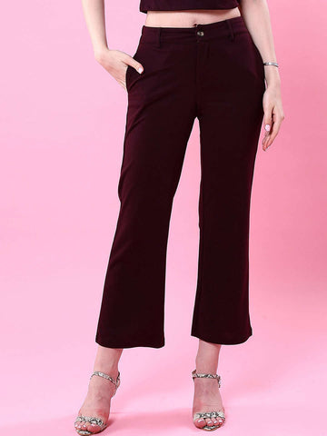 Women's Solid Wide Leg Trouser