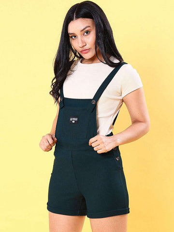 Women's Side Button Corduroy Dungaree Short