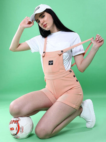 Women's Side Button Corduroy Dungaree Short