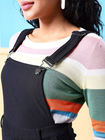 Women's Corduroy Knee Length Dungaree Skirt