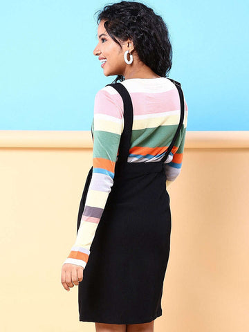 Women's Corduroy Knee Length Dungaree Skirt