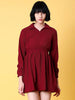 Women's Corduroy Elasticated V-Neck Dress