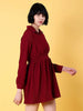 Women's Corduroy Elasticated V-Neck Dress
