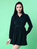 Women's Corduroy Elasticated V-Neck Dress