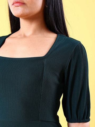 Women's Fitted Corduroy Puff Sleeve Dress