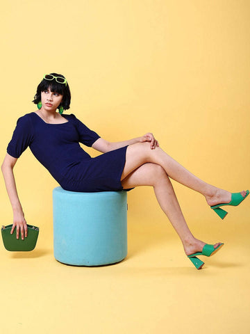 Women's Fitted Corduroy Puff Sleeve Dress