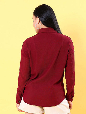 Women's Corduroy Cargo Pocket Oversized Shirt