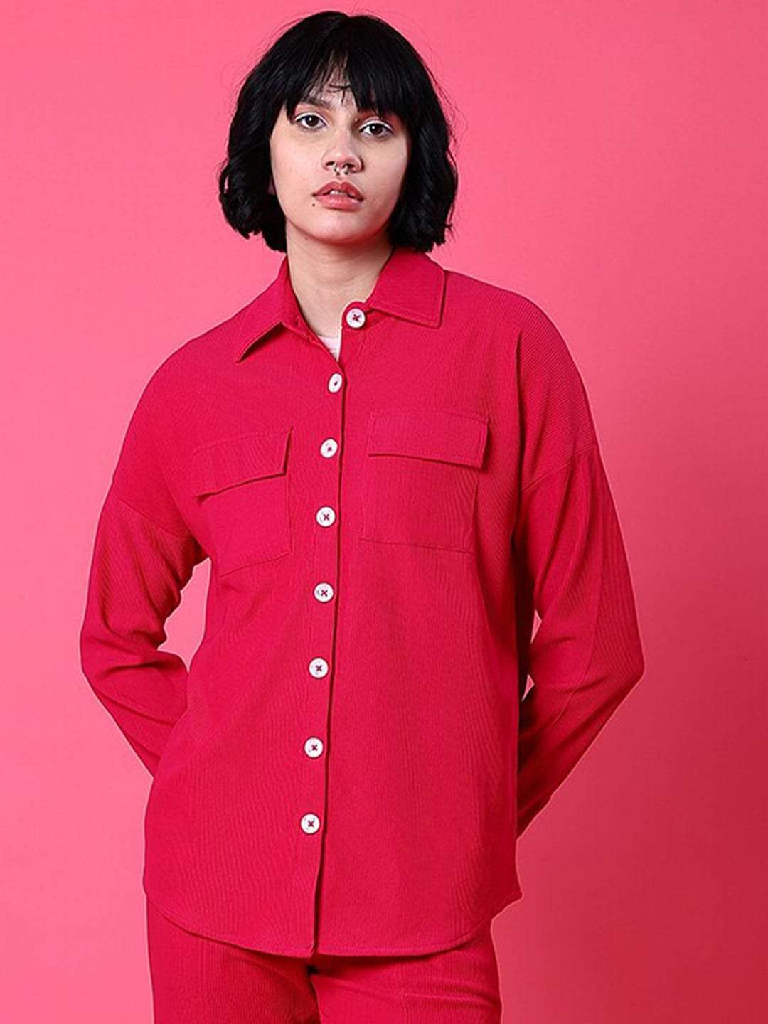 Women's Corduroy Cargo Pocket Oversized Shirt