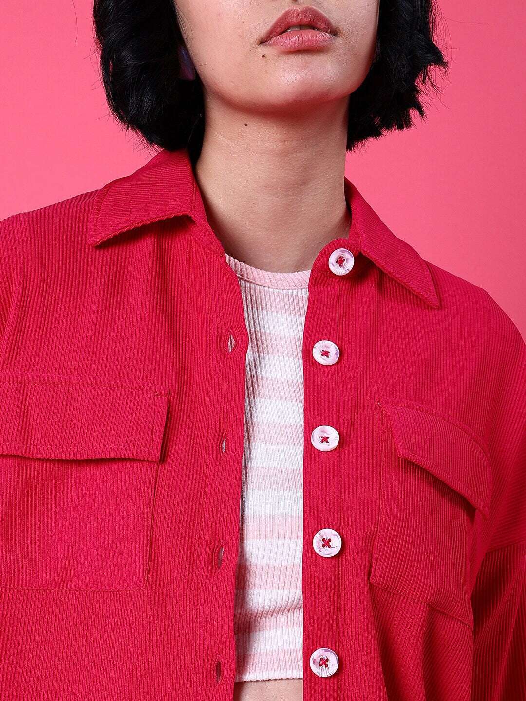 Women's Corduroy Cargo Pocket Oversized Shirt