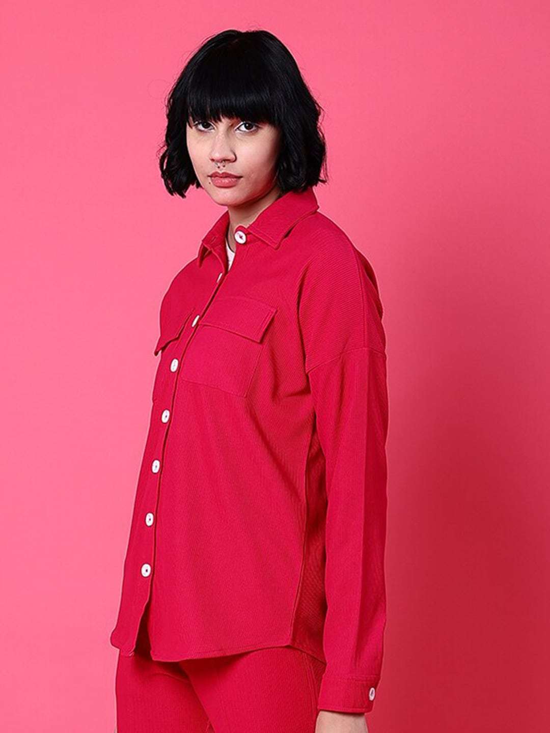 Women's Corduroy Cargo Pocket Oversized Shirt