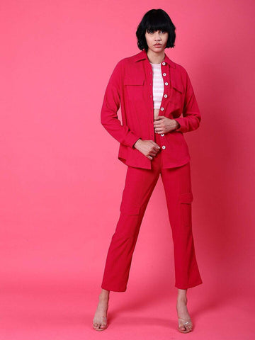 Women's Corduroy Cargo Pocket Oversized Shirt