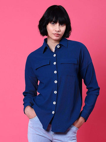 Women's Corduroy Cargo Pocket Oversized Shirt