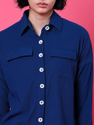 Women's Corduroy Cargo Pocket Oversized Shirt