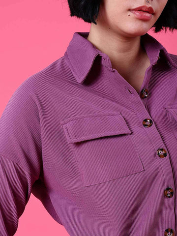 Women's Corduroy Cargo Pocket Oversized Shirt