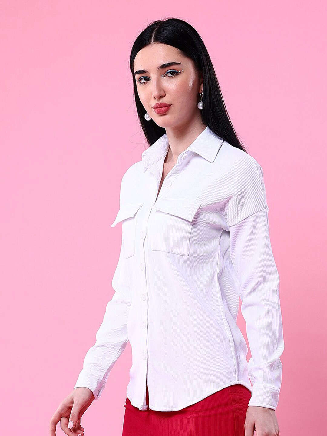 Women's Corduroy Cargo Pocket Oversized Shirt