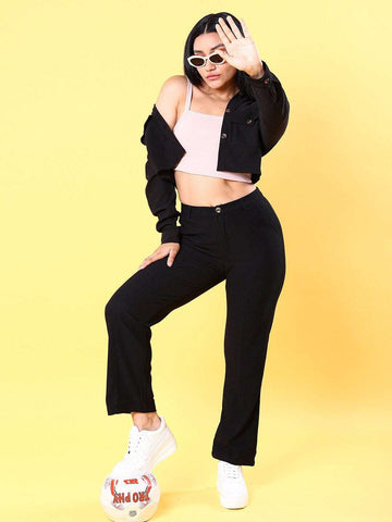 Women's Patch Pocket Corduroy Crop Shirt