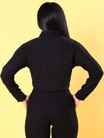 Women's Patch Pocket Corduroy Crop Shirt