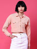 Women's Patch Pocket Corduroy Crop Shirt