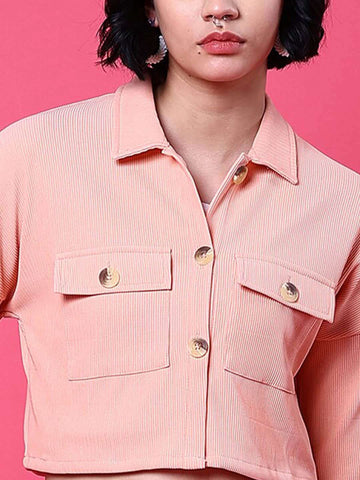 Women's Patch Pocket Corduroy Crop Shirt