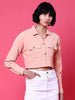 Women's Patch Pocket Corduroy Crop Shirt