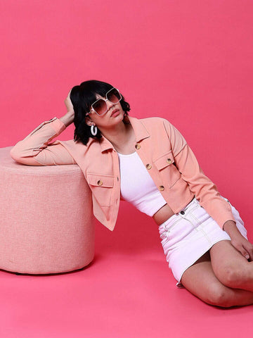 Women's Patch Pocket Corduroy Crop Shirt