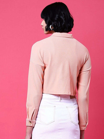 Women's Patch Pocket Corduroy Crop Shirt