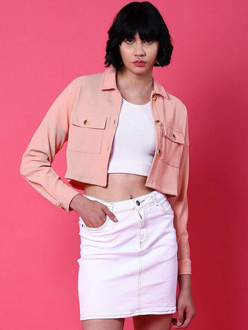 Women's Patch Pocket Corduroy Crop Shirt