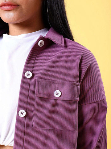 Women's Patch Pocket Corduroy Crop Shirt