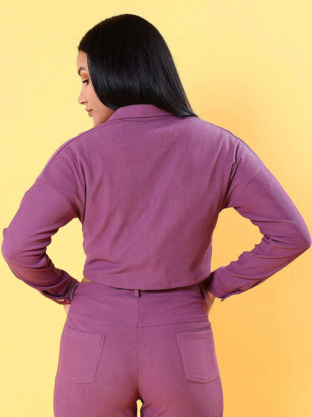 Women's Patch Pocket Corduroy Crop Shirt