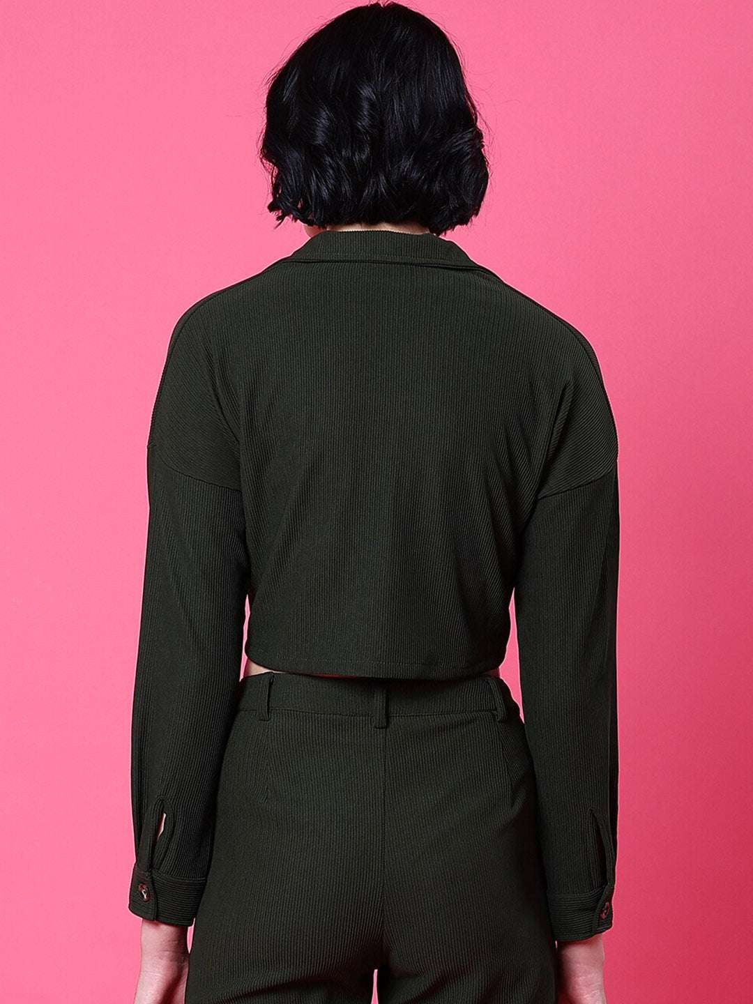 Women's Patch Pocket Corduroy Crop Shirt