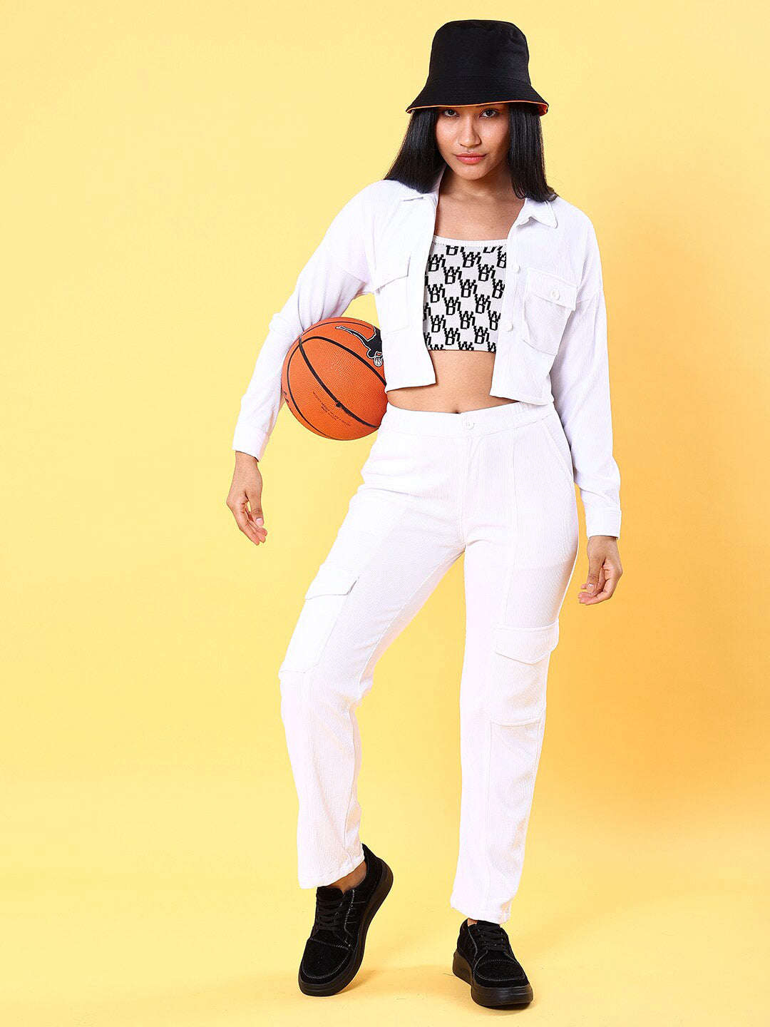 Women's Patch Pocket Corduroy Crop Shirt