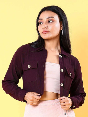 Women's Patch Pocket Corduroy Crop Shirt