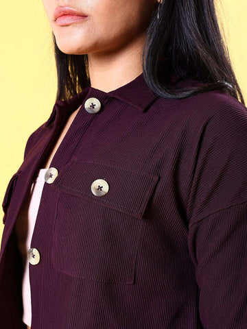 Women's Patch Pocket Corduroy Crop Shirt