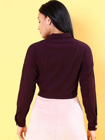 Women's Patch Pocket Corduroy Crop Shirt