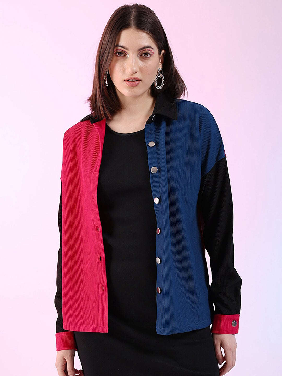 Women's Boxy Corduroy Colorblock Shirt