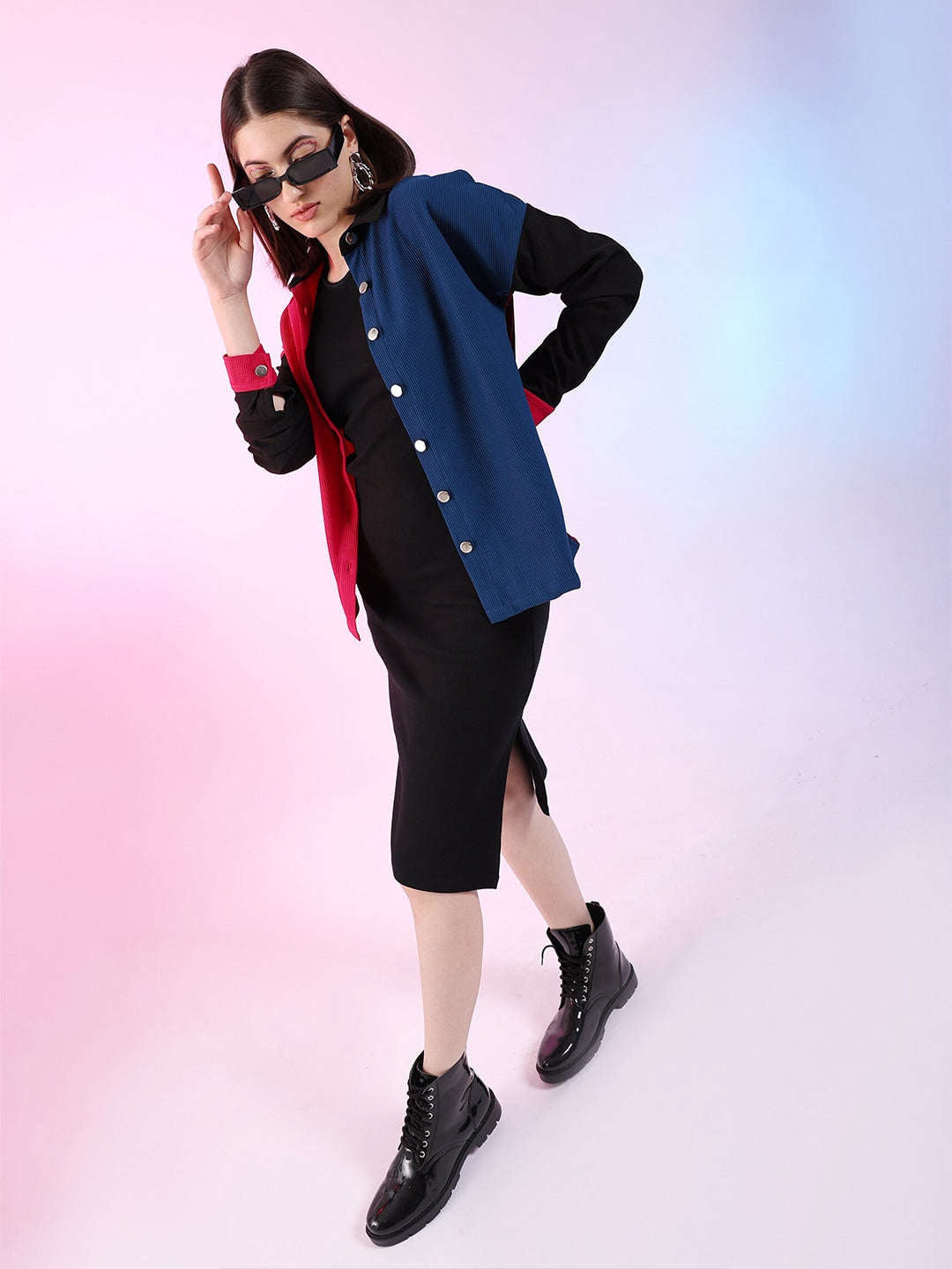 Women's Boxy Corduroy Colorblock Shirt