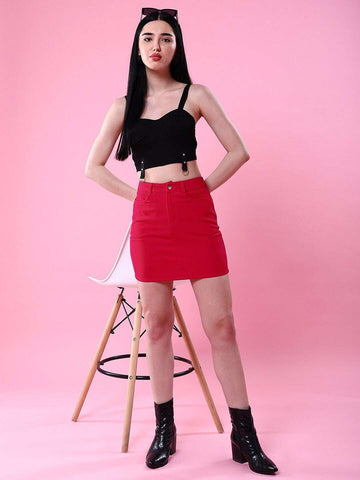 Women's Fitted Corduroy Mini Skirt