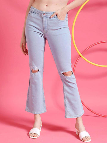 Women's Distressed Bootcut Fit Jeans