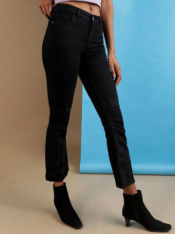 Women's Butterfly Printed Bootcut Denim Jeans