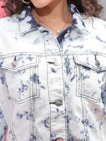 Women's Tie And Dye Trucker Denim Jacket