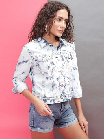 Women's Tie And Dye Trucker Denim Jacket